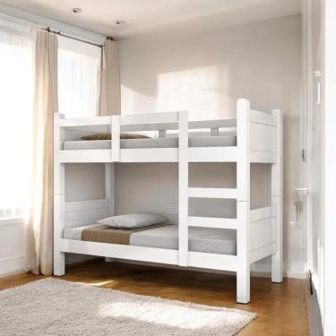 Imagem de Beliche com Proteção Solteiro Boston Branca com 02 Colchões