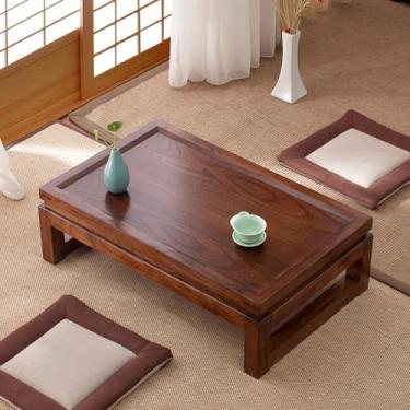 Imagem de HYUIO Tatami, mesa de chá, janela para sala de estar e varanda criativa, tatami, mesa de altar baixo para meditação, mesa pequena, quarto, sentado, criativa, varanda, mesa baixa (marrom, 90 x 60 x 30