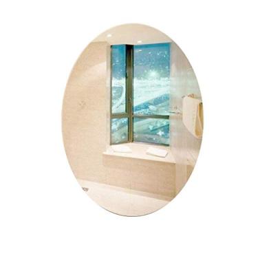 Imagem de Espelho de parede grande sem moldura oval montado na parede espelho de banheiro chanfrado espelho de maquiagem HD Vanity espelho de maquiagem azulejos móveis de quarto espelho de beleza (tamanho: 50 *