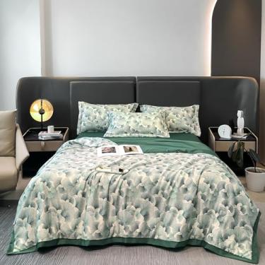 Imagem de Cobertor de luxo de verão, mantas de cama de verão, edredom leve, edredom de algodão, colcha de verão, colcha fina gelada, estampa floral, para todas as estações, 020,200 × 230 cm