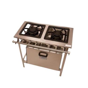 Imagem de Fogão Industrial 2 Bocas Forno Baixa Pressão Inox Queimador - Metal Br