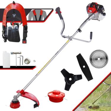 Imagem de Cortador de Grama À Gasolina Toyama RT52-L 52cc 2HP 2 Tempos Completa Com Carretel Nylon + Faca 2 Pontas + Faca 3 Pontas + Faca 40 Dentes de Vídea