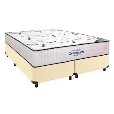 Imagem de Cama Box Cinza + Colchão Queen High Foam Ortobom