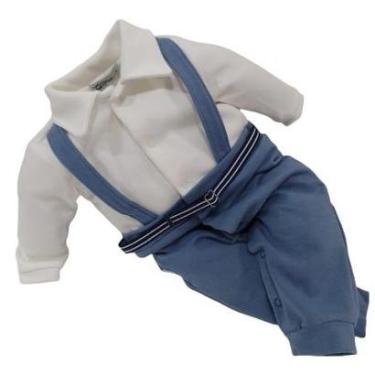 Imagem de Macacão Bebê Menino Finta Suspensório Zafielo 523 Pettenati - Azul - M ( 6 - 9 MESES )-Masculino