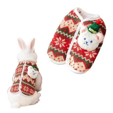 Imagem de Roupa de coelho colete quente de Natal fantasia fofa de inverno para coelhos, porquinhos-da-índia, furões, gatinhos, filhotes, chinchilas e outros animais pequenos (pequeno)