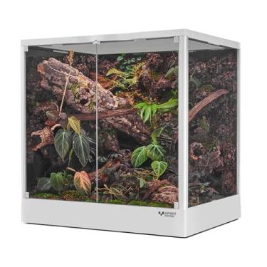 Imagem de Terrário de vidro para répteis 61 cm x 45 cm x 61 cm 45 galões Knock-Down de malha de segurança com trava dupla ventilação durável moldura de alumínio design moderno