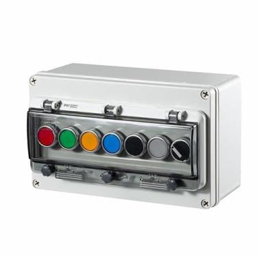 Imagem de Caixa de botão de botão de plástico caixa de controle de interruptor Start Stop impermeável ao ar livre capa protetora de autorredefinição industrial (7)