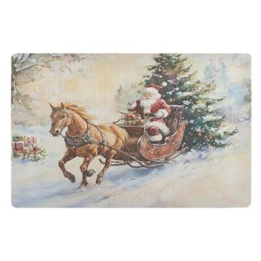 Imagem de SEHANY Tapete de porta de inverno Papai Noel Natal para todos os climas, impermeável, secagem rápida, bem-vindo, tapete de entrada antiderrapante, tapete decorativo de poliéster para entrada, varanda