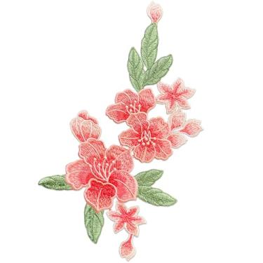 Imagem de Remendo bordado rosa grande flor costurado para roupas, jaqueta, vestido, mochila, travesseiro, toalha de mesa, cortina, decoração e remendo DIY (flor rosa - 1)
