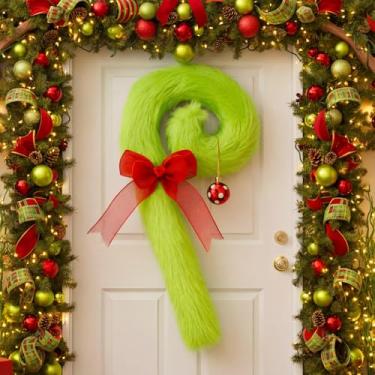 Imagem de Janinka Guirlanda de Natal para porta da frente, guirlanda de bengala de doces, verde, peluda, decoração de Natal, decoração de Natal, decoração de Natal, decoração de Natal, interior, exterior, casa