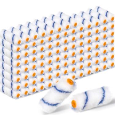 Imagem de Nuogo 150 peças mini capas de rolo de pintura de 10 cm pequeno rolo de pintura ferramentas de reparo doméstico suprimentos de pintura doméstica capas para pintura de casa artesanato DIY (azul)