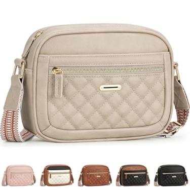 Imagem de Capolo Bolsas transversais para mulheres, pequenas bolsas transversais de couro vegano, bolsas de ombro femininas com alça ajustável, Cinza, Medium