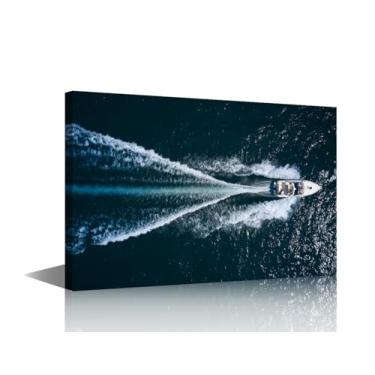 Imagem de TUMOVO Arte de parede em tela para quarto iates de luxo pinturas de parede para sala de estar veleiro no mar escritório arte de parede moderna impressão em tela giclée emoldurada pronta para pendurar