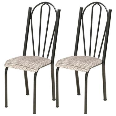Imagem de Kit 02 Cadeiras Tubular America 021 Cromo Preto Assento Rattan Artef Rattan
