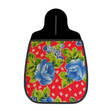 Imagem de Lixeira De Carro Organizador Lixinhocar Rosas Azuis Fundo Vermelho