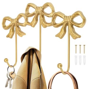 Imagem de ZJRDYYK Gancho de parede com laço, ganchos de arco dourado para parede, ganchos de entrada, gancho de revestimento de metal montado na parede para entrada, porta da frente, corredor, quarto, banheiro