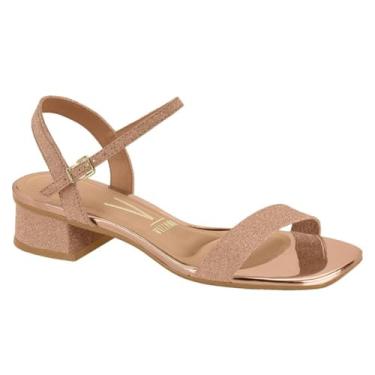 Imagem de Sandália Vizzano Feminina Salto Baixo Bloco Fino Festa Casamento Conforto Elegante Original (Ouro Rosado, BR, Adulto, Numérico, 34)