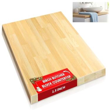 Imagem de Tábua de corte de bancada de madeira maciça, bancada de bétula, para mesa de madeira faça você mesmo, lavadora, secadora, bancada, bloco de açougueiro, bancada de trabalho para mesa de escritório,