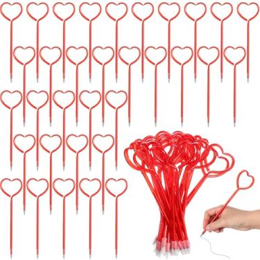 Imagem de Harloon Conjunto de 50 canetas esferográficas Love Red em forma de coração a granel, fofa, novidade para festa do Dia dos Namorados, tinta gel, preta, com ponta de 1,0 mm para casamento, chá de panela