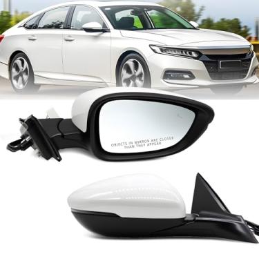 Imagem de Jecoupoon Conjunto de espelho do lado direito do passageiro compatível com Accord 2018-2022 retrovisor de porta lateral elétrico e aquecido e seta e (BSD) detecção de ponto cego HO1321330 branco (8