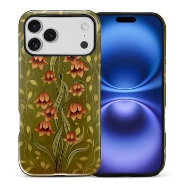 Imagem de ANLUN STORE Capa para iPhone 17 Pro Max, proteção dupla híbrida TPU macio + PC rígido à prova de choque, capa protetora antiarranhões e fina para homens e mulheres - design de flor verde-limão e