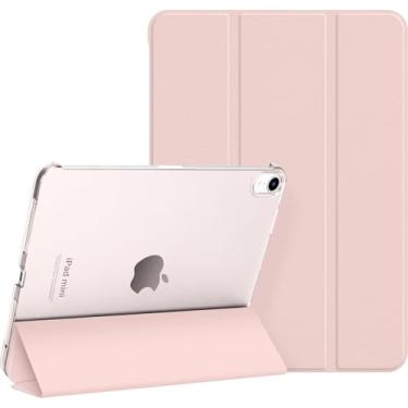 Imagem de Dwopar Capa para iPad mini 7 (A17 Pro), suporte inteligente fino com três dobras para iPad mini 7ª/6ª geração de 8,3 polegadas 2024/2021, capa traseira fosca translúcida de policarbonato rígido com