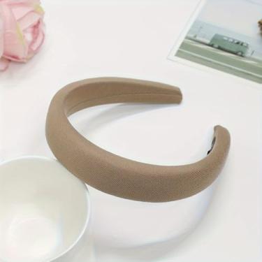 Imagem de 1 faixa de cabeça acolchoada para mulheres, faixa de cabeça de esponja vintage e inchada, acessórios de cabelo para meninas