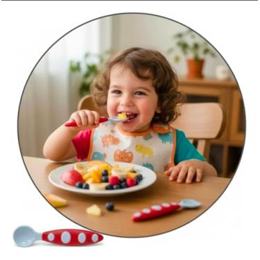 Imagem de Kit com 2 conjuntos de talher alimentação de plástico garfo e colher pra bebê. Acompanha estojo para passeios, escola, creche ou picnic. Ergonômica, não machuca.