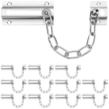 Imagem de INBOF Pacote com 12 cadeados de corrente de porta, fechaduras de corrente de aço inoxidável para porta interna, premium engrossado com 72 parafusos