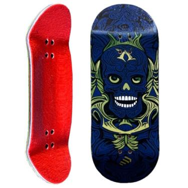 Imagem de Noahwood Mini deck de skate Pro côncavo profundo (6 camadas de madeira de bordo colorido 35 x 97 mm feito à mão (azul gost)