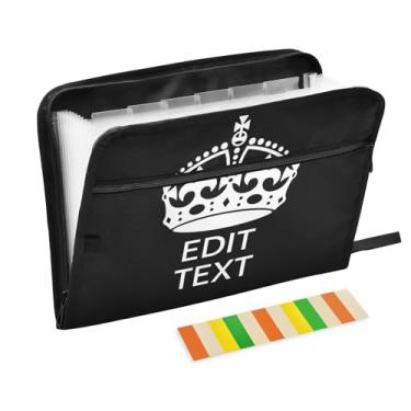 Imagem de Pasta expansível personalizada à prova de fogo Keep Calm Crown Organizador de documentos personalizado para tamanho carta e tamanho A4 para material de escritório escolar