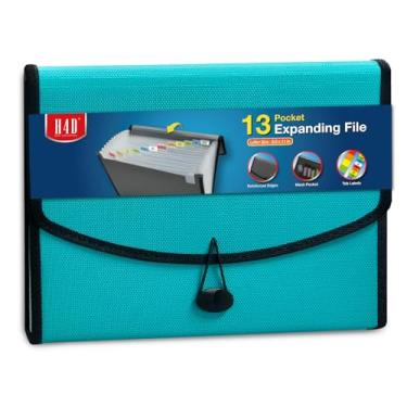Imagem de H4D Organizador de arquivos sanfonado de 13 bolsos com bolso de malha, pasta de arquivos expansível com abas, organizador de documentos expansível para escritório em casa, escola, tamanho carta