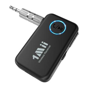 Imagem de 1Mii Receptor de música Bluetooth 5.3 para estéreo de carro/casa, adaptador Bluetooth auxiliar para carro com controle de volume, suporta chamadas mãos-livres, vida útil da bateria 16H