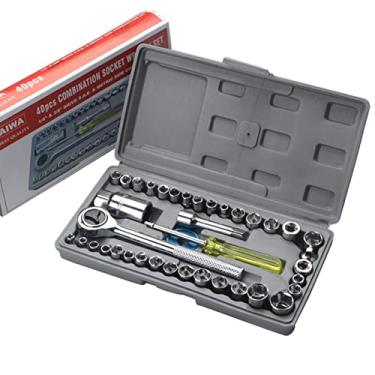 Imagem de Acouto Conjunto de Ferramentas de Chave de Catraca de Aço Carbono de 40 Unidades Com Brocas e Soquetes de Chave de Fenda para Reparos Fáceis