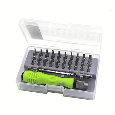 Imagem de Conjunto de chaves de fenda de precisão de 32 peças, conveniente para carregar - Mini chave de fenda magnética cruzada de cabeça plana (verde)