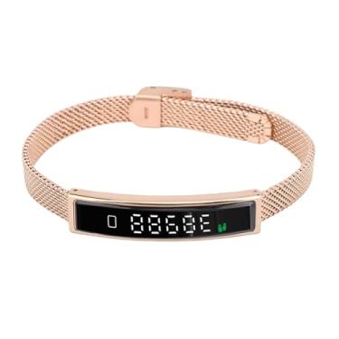 Imagem de Yunseity Pulseira Inteligente, Rastreador de Atividades Físicas, à Prova de água, Dados de Exercícios Visualizados, Pulseira Inteligente Com Pedômetro para Mulheres e Homens, para Correr (GOLD)