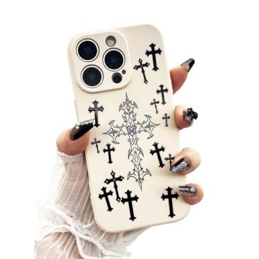 Imagem de Caqvkcs Capa Bless Cross para iPhone 16 Pro Max, capa de telefone estética Jesus cristão gótico, capa protetora macia de ajuste fino para iPhone 16 Pro Max para mulheres e homens, branca