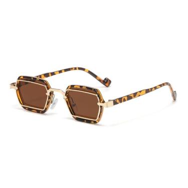Imagem de Óculos de Sol UV400 - Armação Pequena Estilo Punk com Lentes Transparentes para Homens e Mulheres, Ideais para Esportes ao Ar Livre, Corrida e Ciclismo, Cor: Leopardo C5