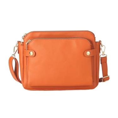 Imagem de Mulheres com carteiras multifuncionais, bolsa transversal com compartimento com carteira integrada e compartimentos para cartão de crédito, Laranja, Estilo clássico moderno