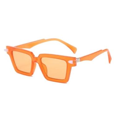 Imagem de Óculos de Sol UV400 - Cores Candy Punk com Rebites para Homens e Mulheres, Esportes ao Ar Livre, Corrida e Ciclismo, Laranja