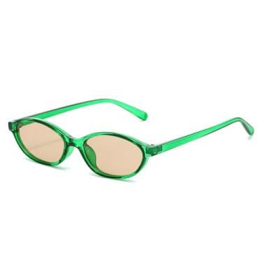 Imagem de Óculos de Sol UV400 - Lentes Ovais Pequenas com Gradiente e Rebites Redondos para Homens e Mulheres, Ideais para Esportes ao Ar Livre, Corrida e Ciclismo, Cor Verde Claro