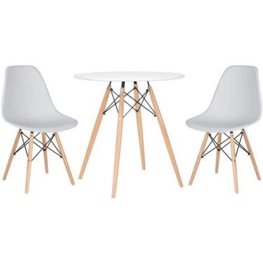 Imagem de Kit Mesa Jantar Eiffel 80cm Branca + 2 Cadeiras Charles Eames Branca