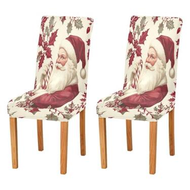 Imagem de SEHANY Conjunto de 2 capas de cadeira de gnomo de Papai Noel para sala de jantar, elástico, removível e lavável, para cozinha, hotel, festa, decoração de Natal