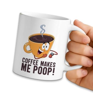 Imagem de NAHMAKNE Caneca de café com frase engraçada, Coffee Makes Me Poop, caneca de cerâmica de 325 ml, presentes de mordaça de escritório para mulheres, homens, colegas, presentes de aniversário e Natal