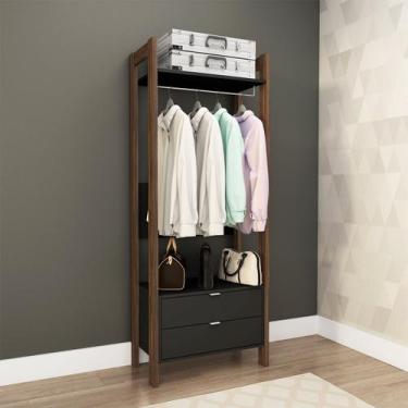 Imagem de Estante para Closet Aberto com 2 Gaveta 65x165cm Preto - Tecno Mobili,