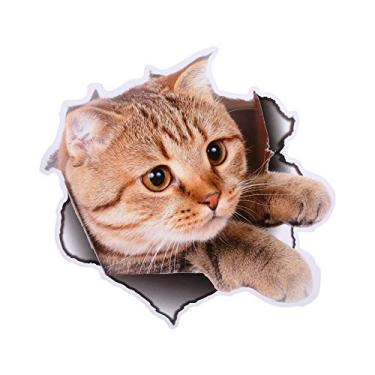 Imagem de Mingzhe Adesivos de Parede de Banheiro para Cães e Gatos 3D, Decalque para Assentos Vaso Sanitário, Decoração Casa Com Padrões Diferentes, Design 3D Vívido, Adequado Decoração (21 * 22cm gatinho 2)