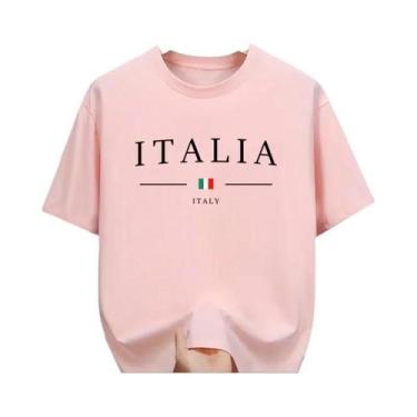 Imagem de Camiseta Masculina 100% Algodão Verão Moda Italiana Gola Redonda Manga