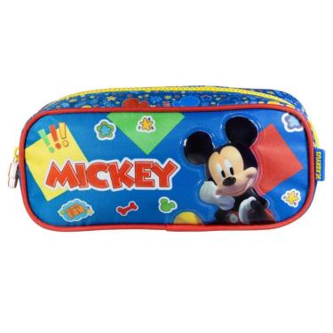 Imagem de ESTOJO ESCOLAR DUPLO BOLSINHA PORTA LAPIS PENAL MICKEY MOUSE-Unissex