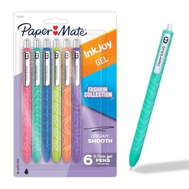 Imagem de Paper Mate Canetas de gel InkJoy, barris modernos, retráteis, ponta média (0,7 mm), preta, 6 unidades