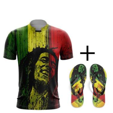 Imagem de Kit Combo Camisa Bob Marley Jamaica + Chinelo Da Quebrada, XGG, Confor